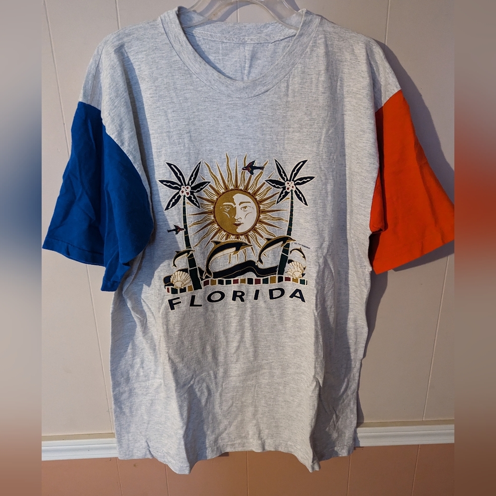 Tourist Souvenir Spellout FLORIDA Graphic T-Shirt Women's Size 2XL Gray